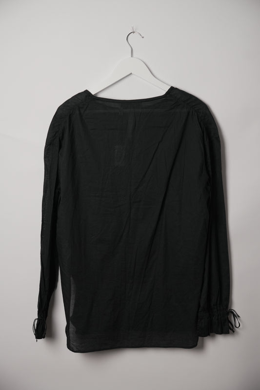 Yves Saint Laurent Rive Gauche Keyhole Tie Balloon Sleeve Blouse