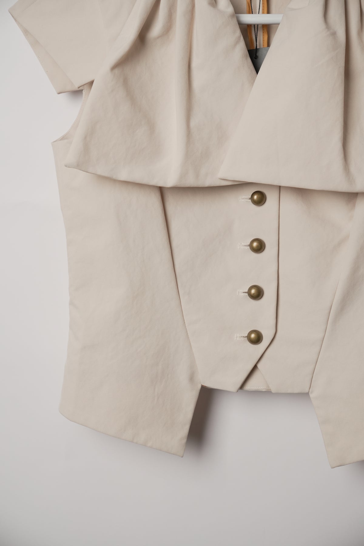 Nicole Miller New York Button Down Vest with Pleated Cape Collar