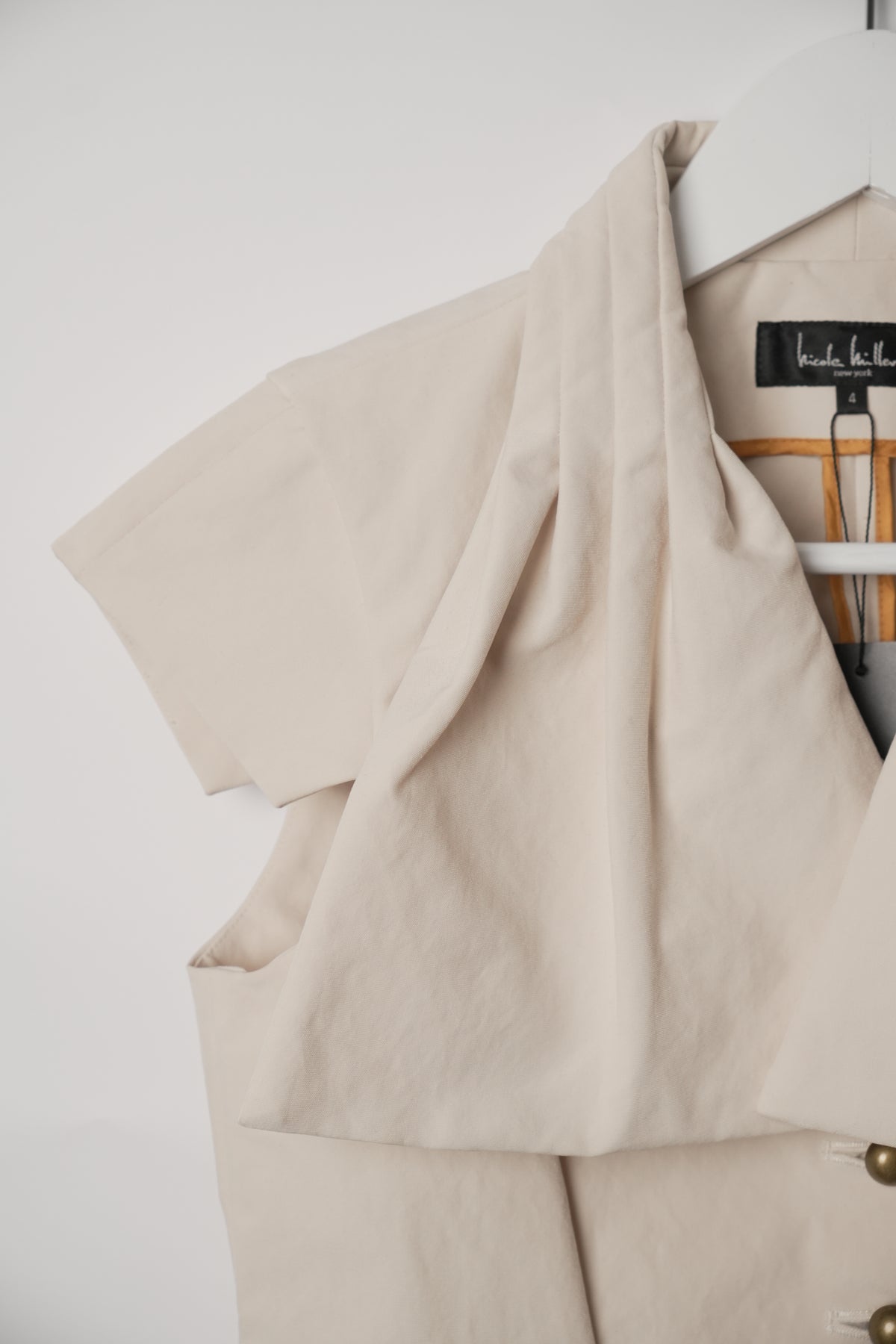 Nicole Miller New York Button Down Vest with Pleated Cape Collar