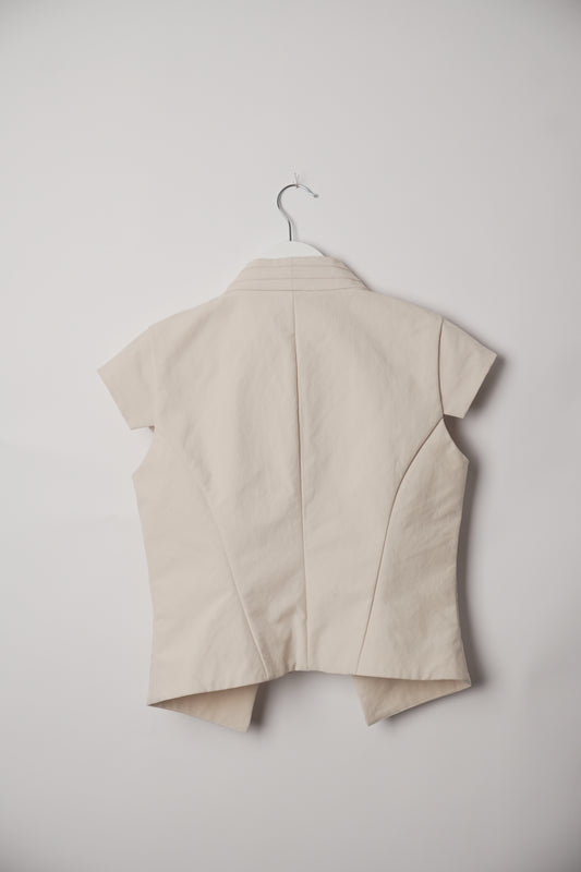 Nicole Miller New York Button Down Vest with Pleated Cape Collar