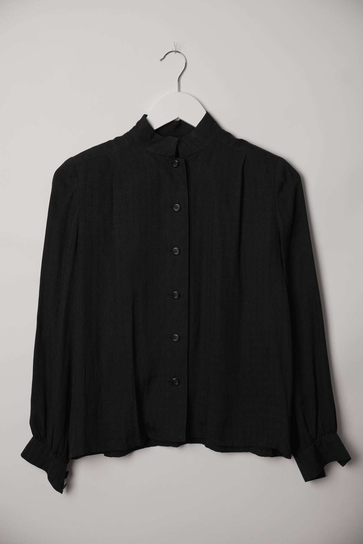 Christian Dior Pret a Porter Silk Mandarin Collar CD Monogram Jacquard Blouse Sz 9