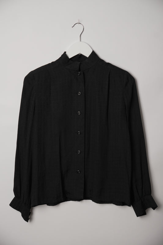 Christian Dior Pret a Porter Silk Mandarin Collar CD Monogram Jacquard Blouse Sz 9