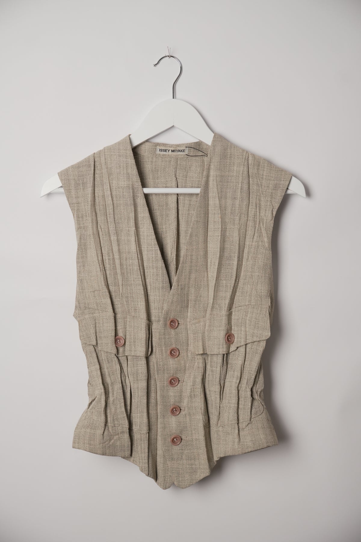 Issey Miyake Pleated Sleeveless Waistcoat with Flap Pockets