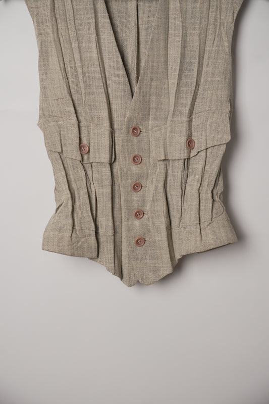 Issey Miyake Pleated Sleeveless Waistcoat with Flap Pockets