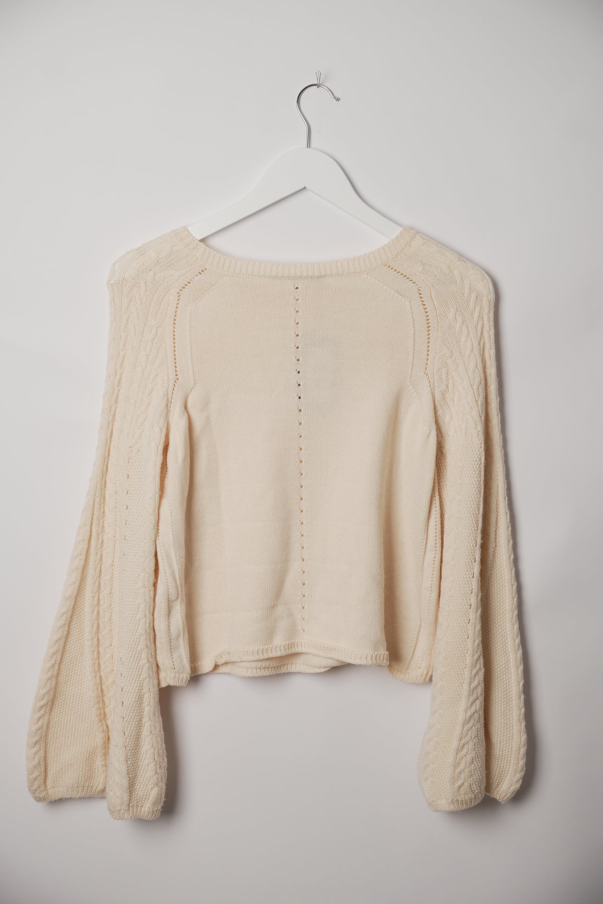 Oscar de la Renta Cream Bell Sleeve Cable Knit