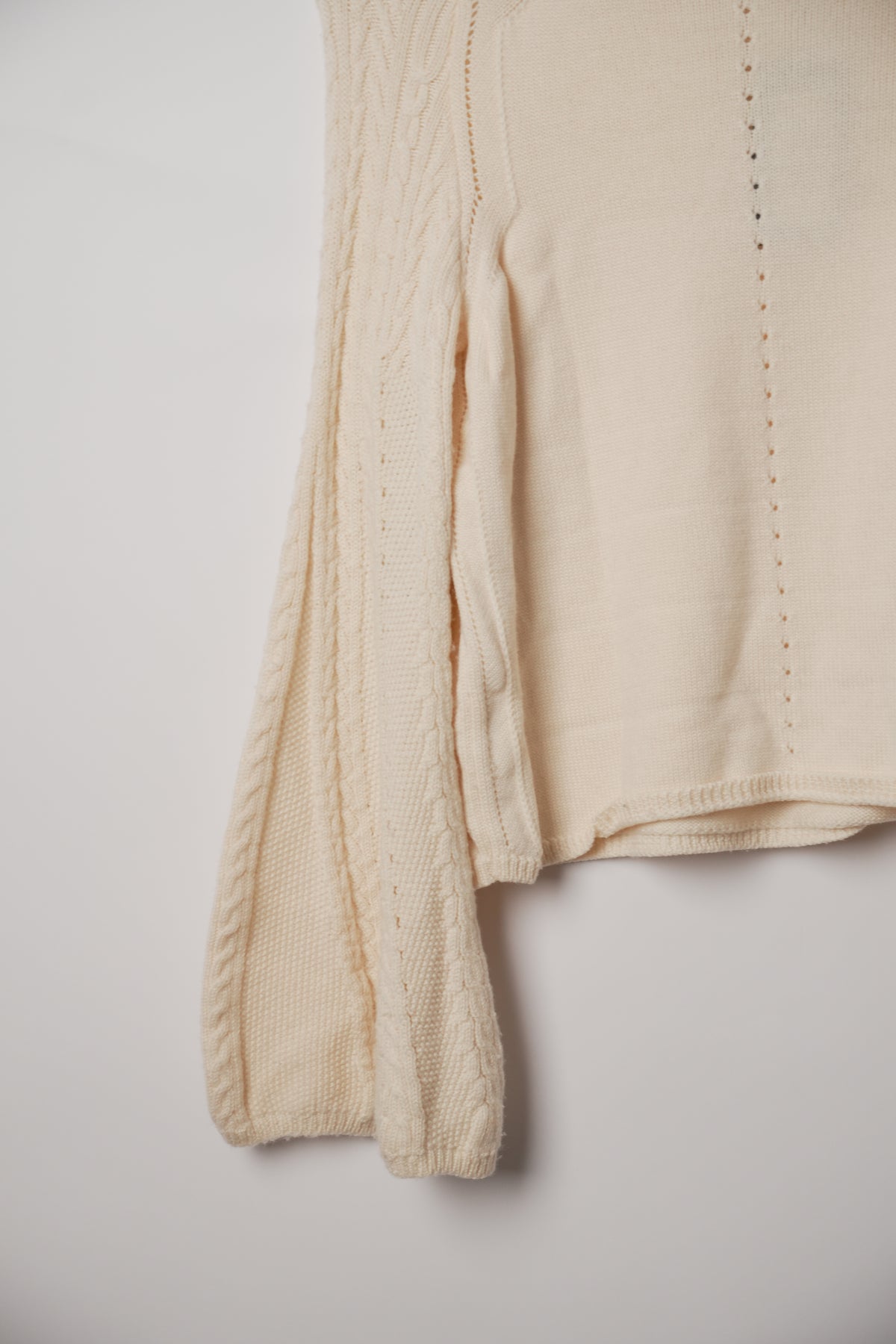 Oscar de la Renta Cream Bell Sleeve Cable Knit