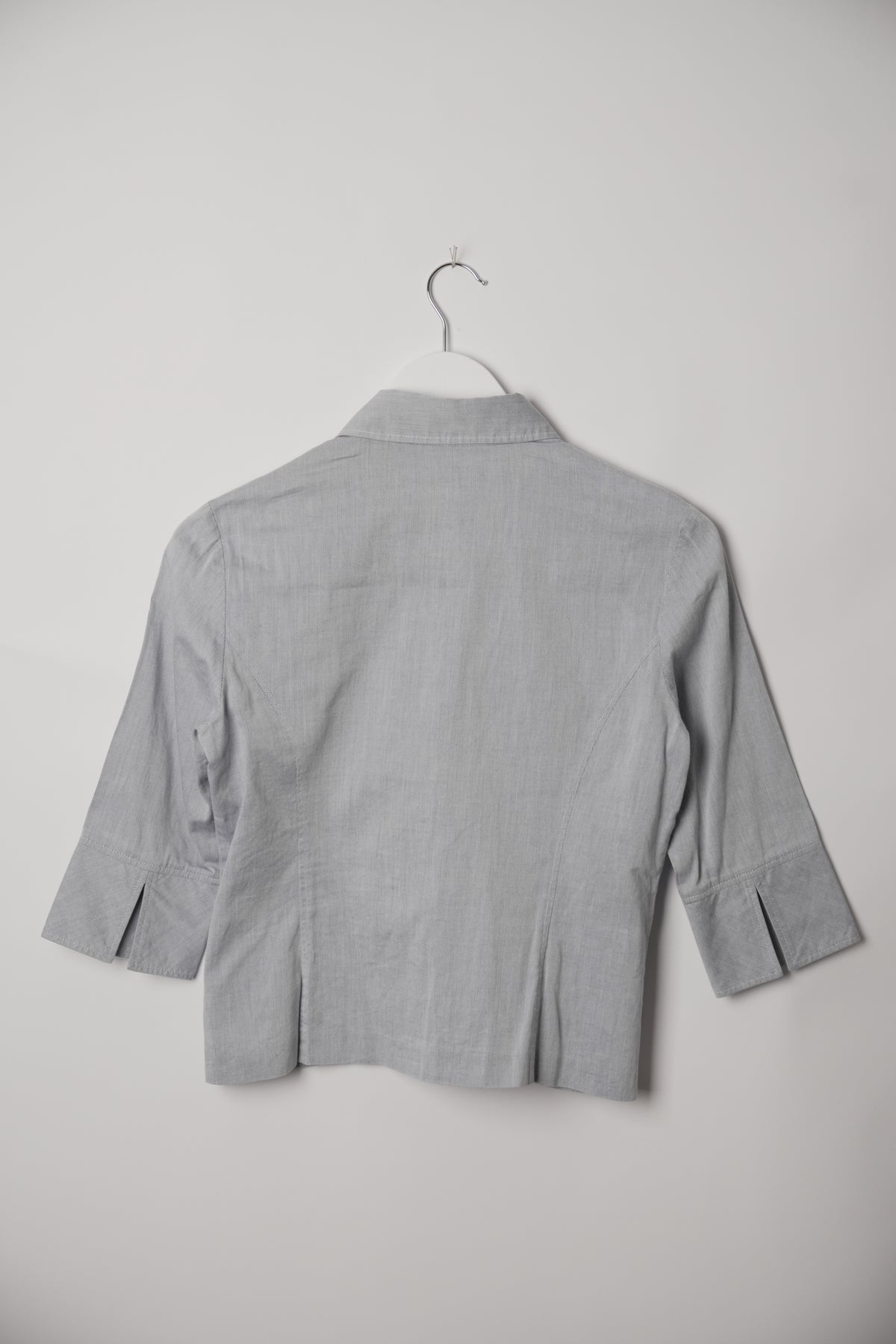 Courrèges Grey Stripe 3/4 Sleeve Button Down Shirt