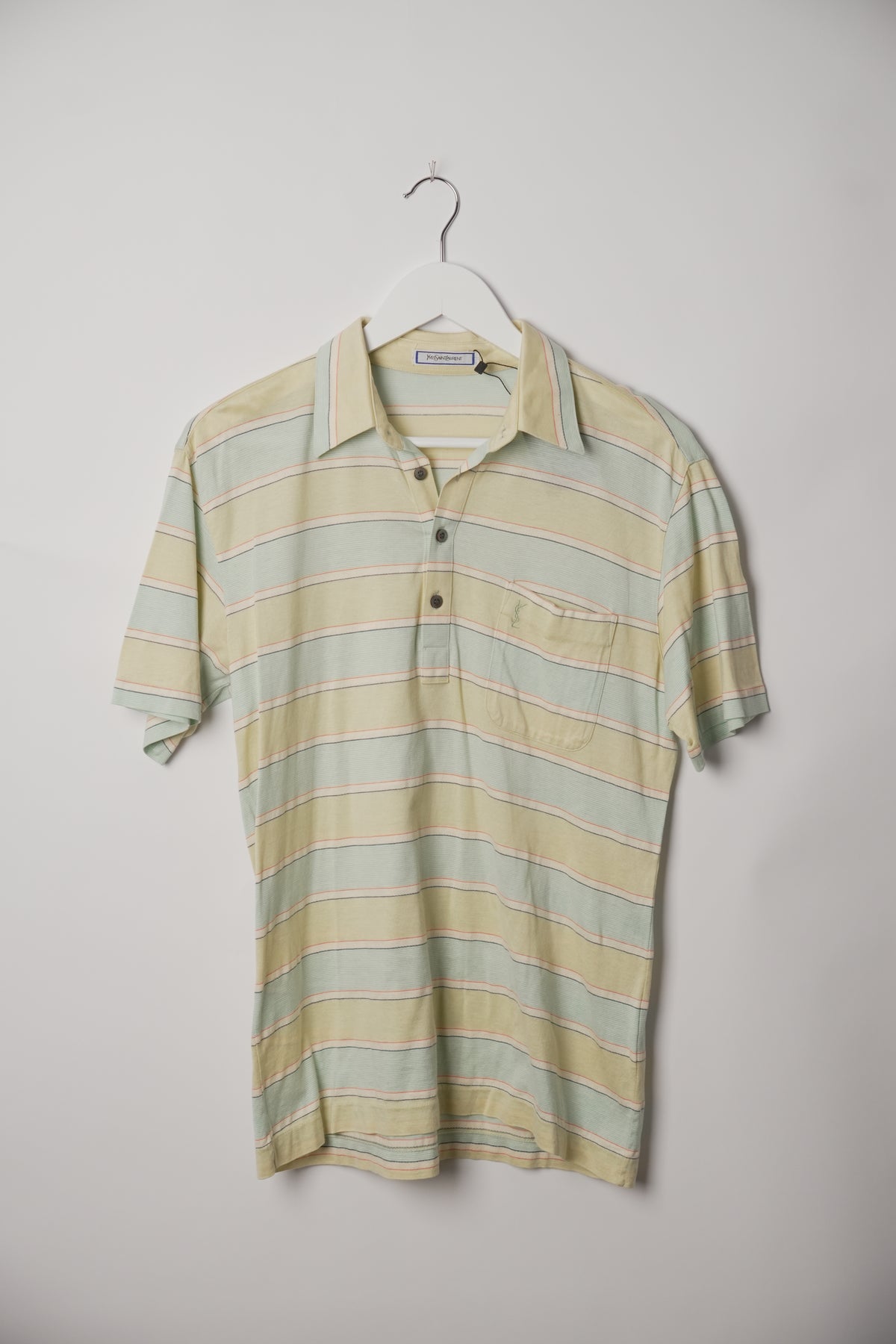 Yves Saint Laurent Striped Short Sleeve Polo Shirt