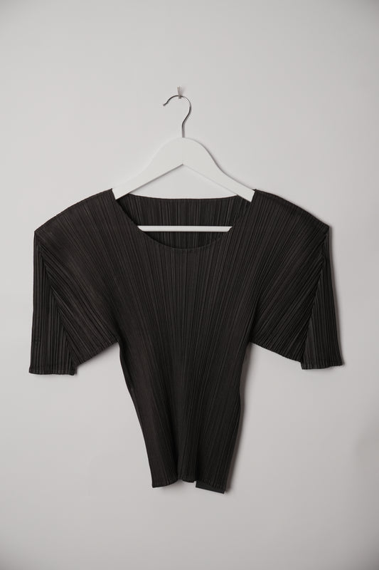 Issey Miyake Pleats Please Black Short Sleeve Top