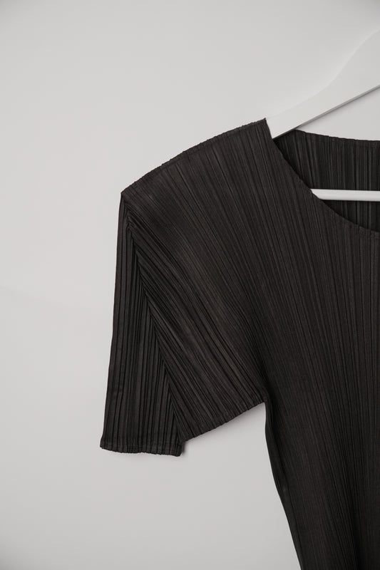 Issey Miyake Pleats Please Black Short Sleeve Top