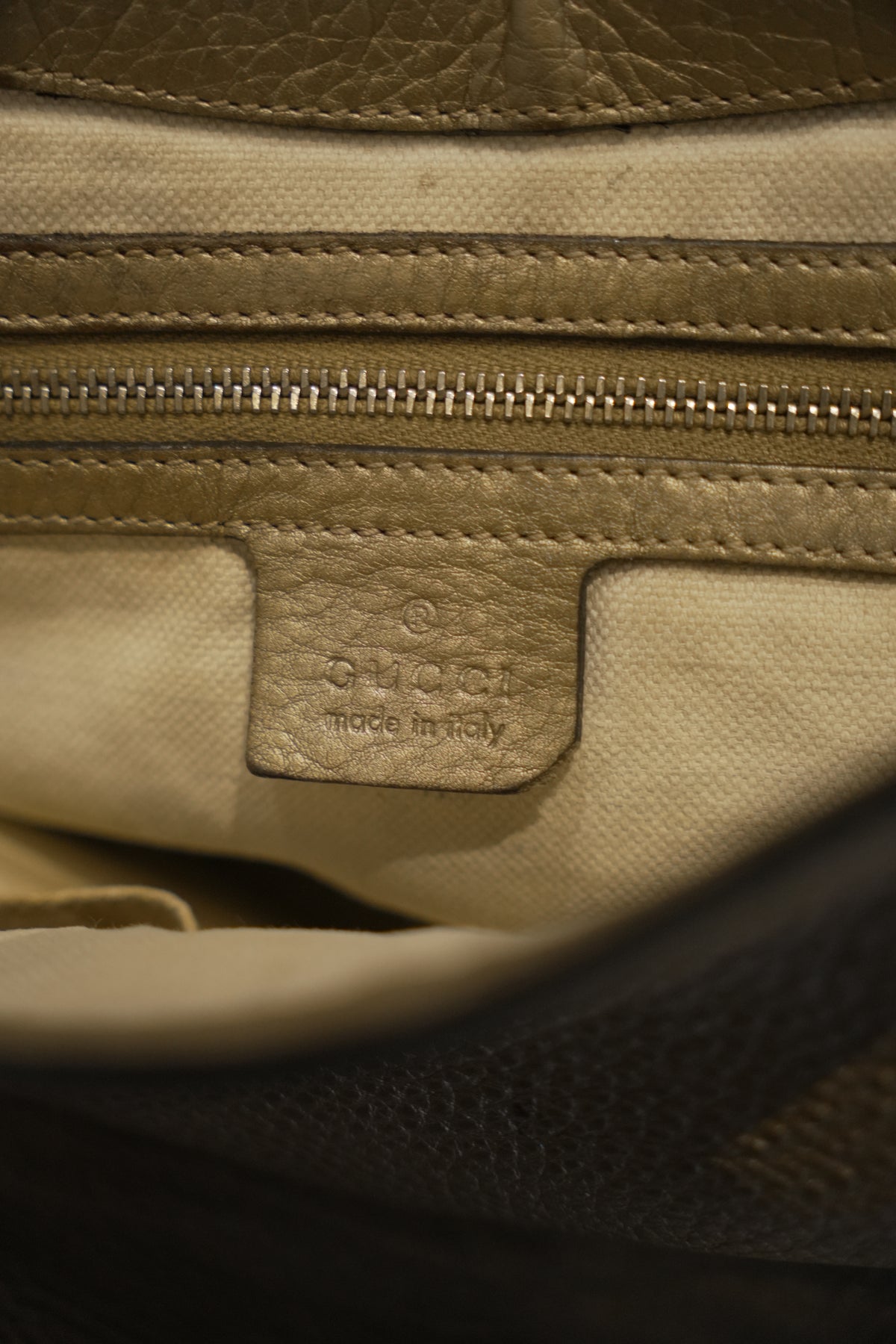 Gucci Silver Metallic Bamboo Bella 282301 Leather 2Way Handbag