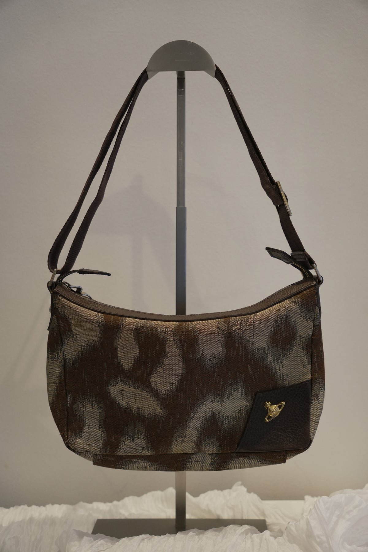 Vivienne Westwood Brown & Grey Leopard Print Crossbody Bag