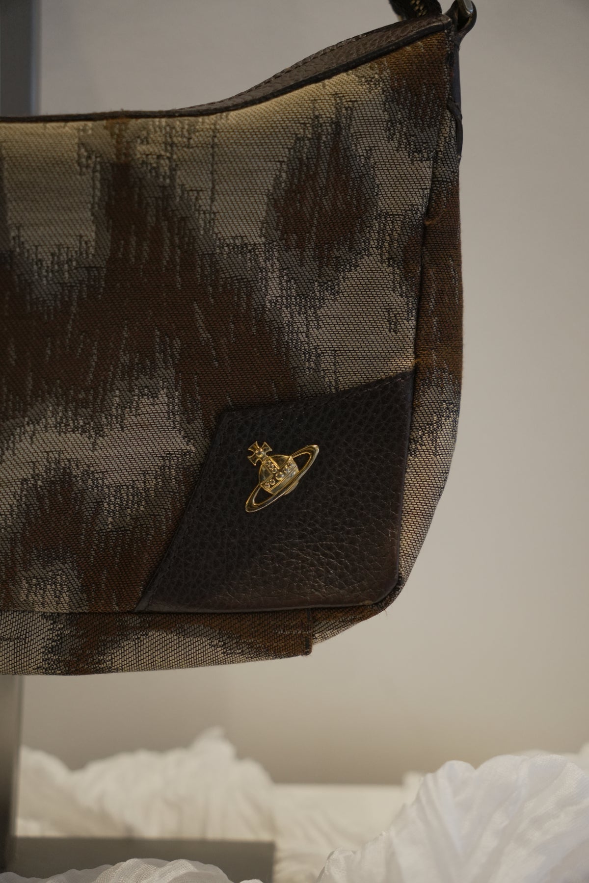 Vivienne Westwood Brown & Grey Leopard Print Crossbody Bag