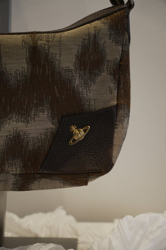 Vivienne Westwood Brown & Grey Leopard Print Crossbody Bag