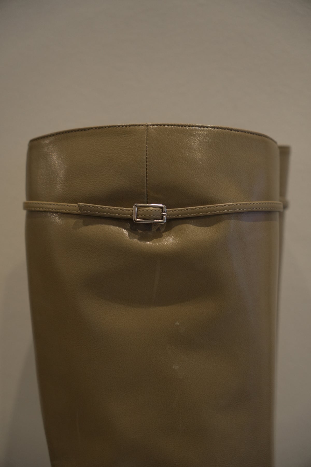 Sergio Rossi Nude Point Toe Knee High Leather Boots Sz36.5