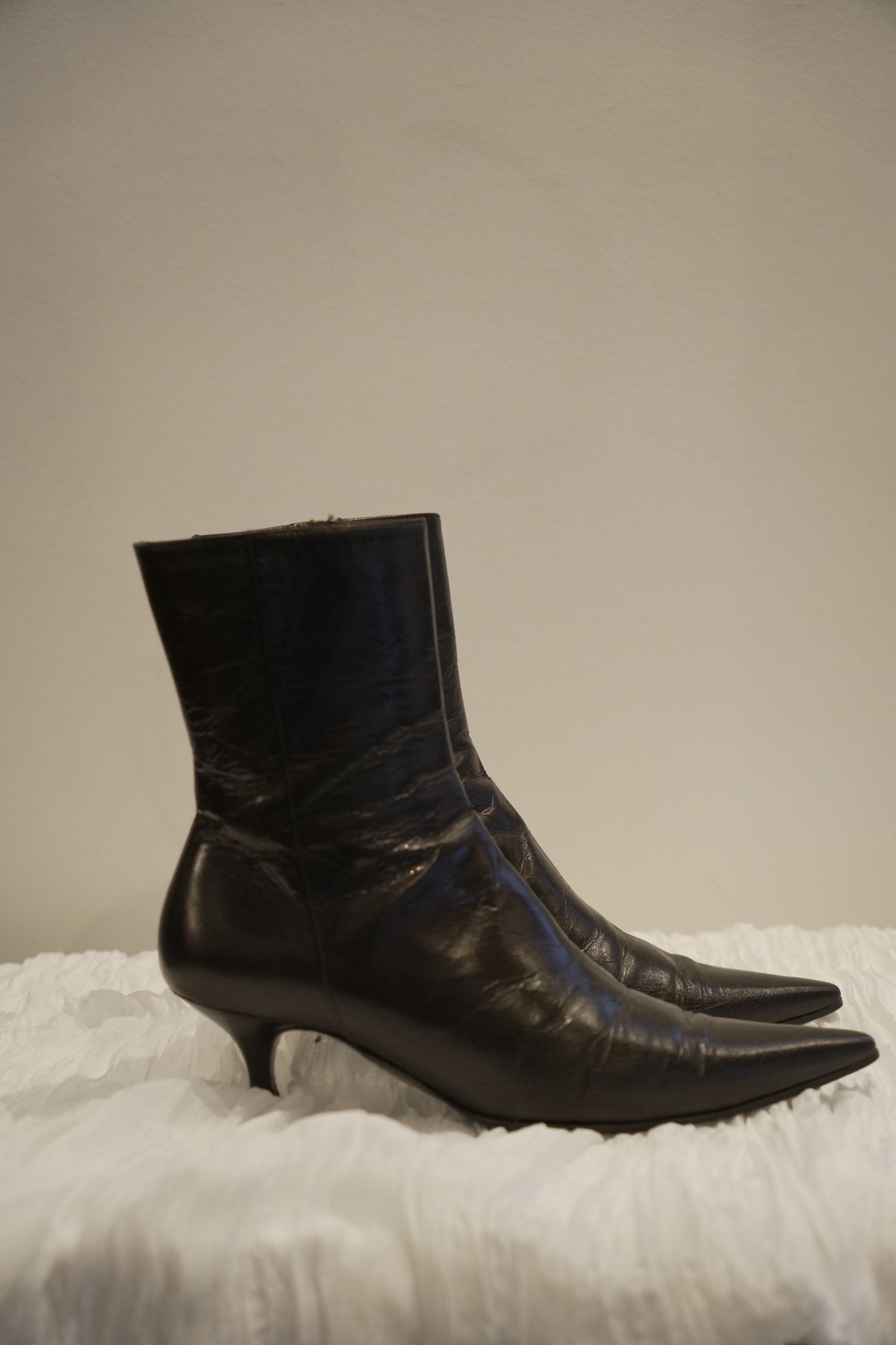 Bally Brown Point Toe Leather Boots Sz8 w Box
