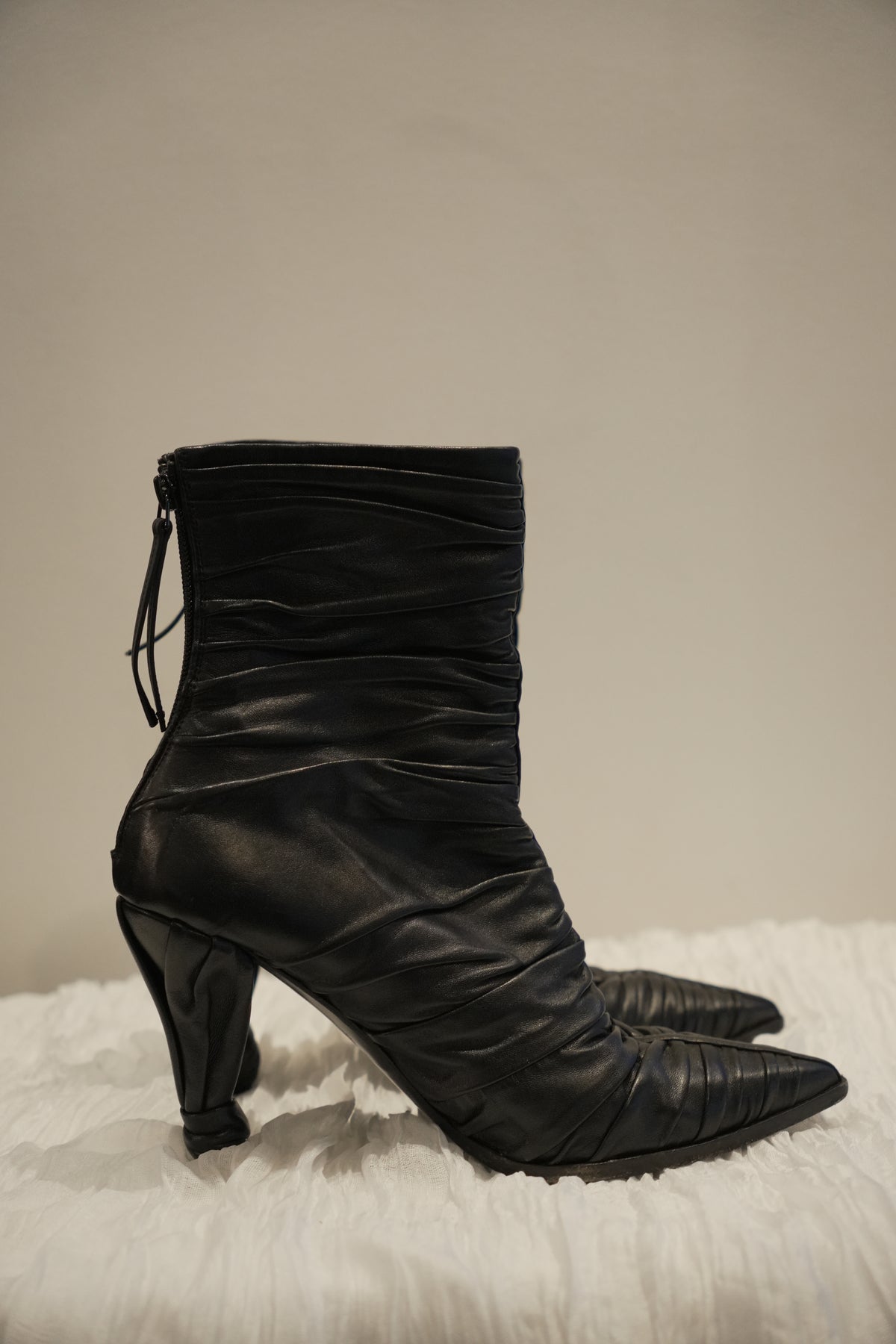Louis Vuitton Pleated Black Ankle Boots Sz39