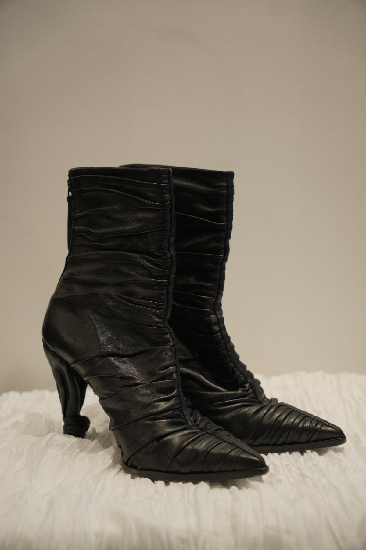 Louis Vuitton Pleated Black Ankle Boots Sz39