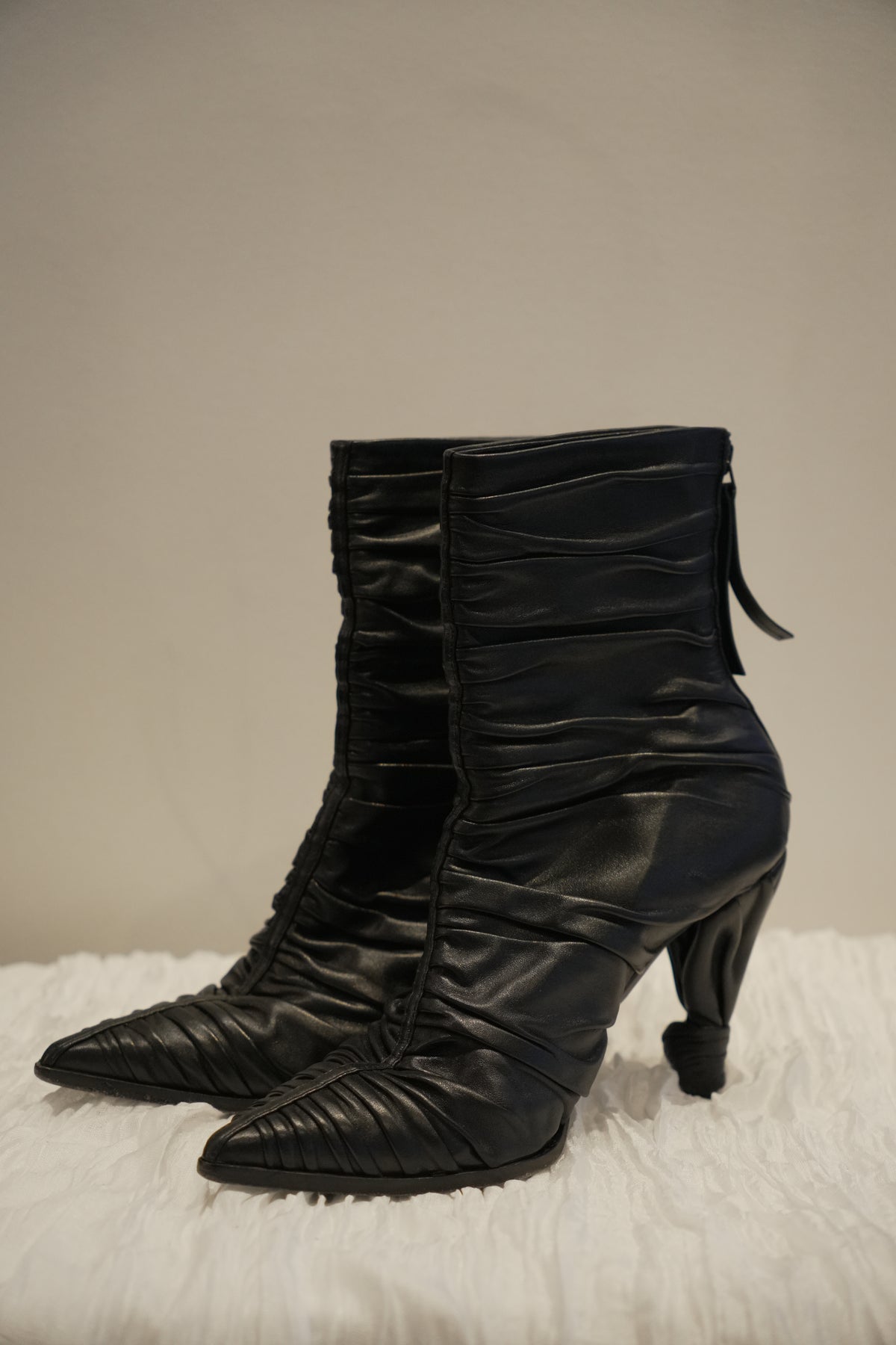 Louis Vuitton Pleated Black Ankle Boots Sz39