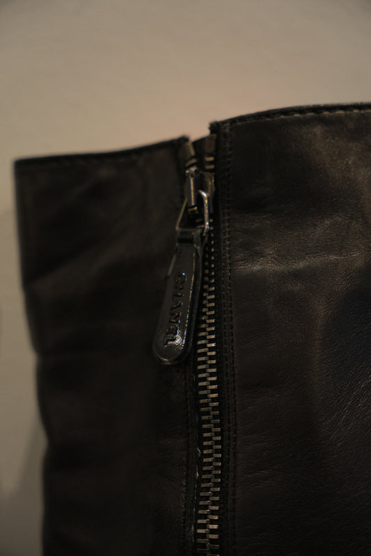 Chanel Patent Cap Toe Leather Knee High Boots Heels Sz37