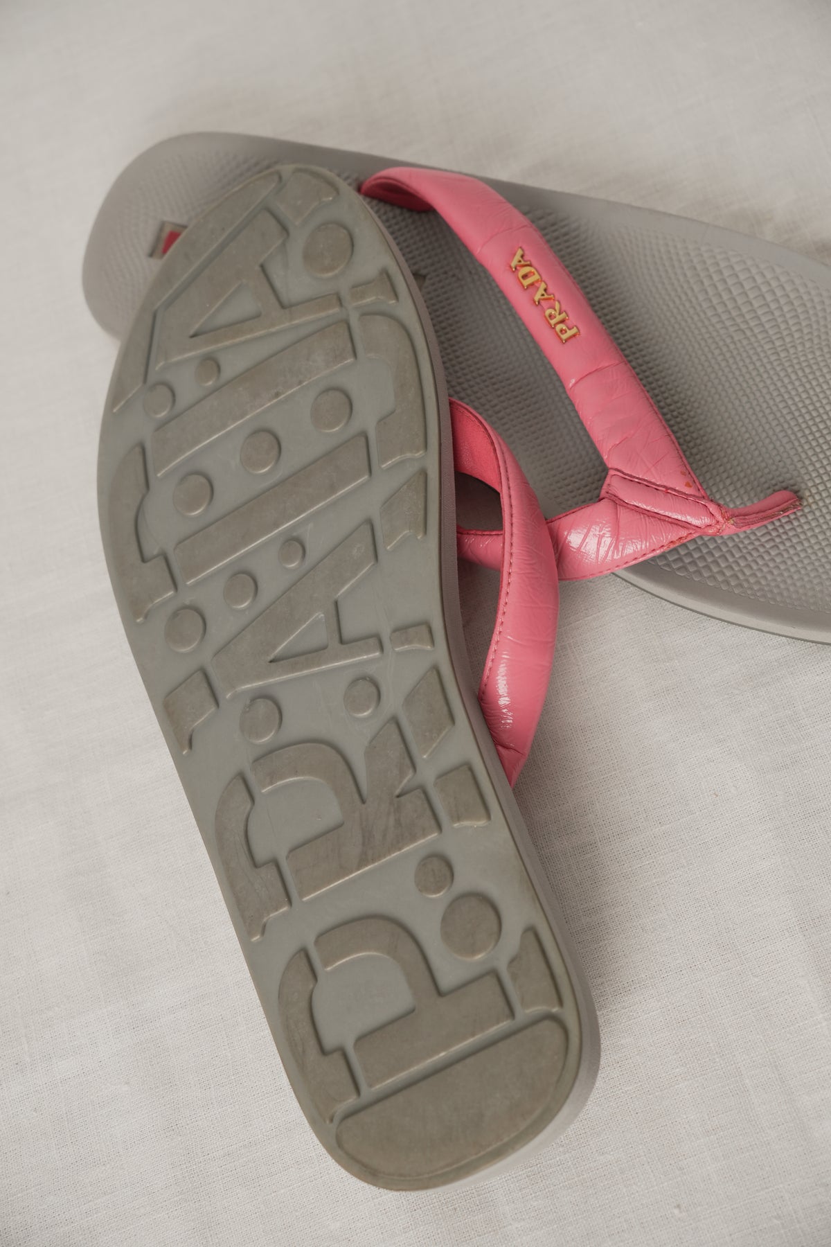 Prada Pink Leather Beach Sandals w Matching Pouch Sz38