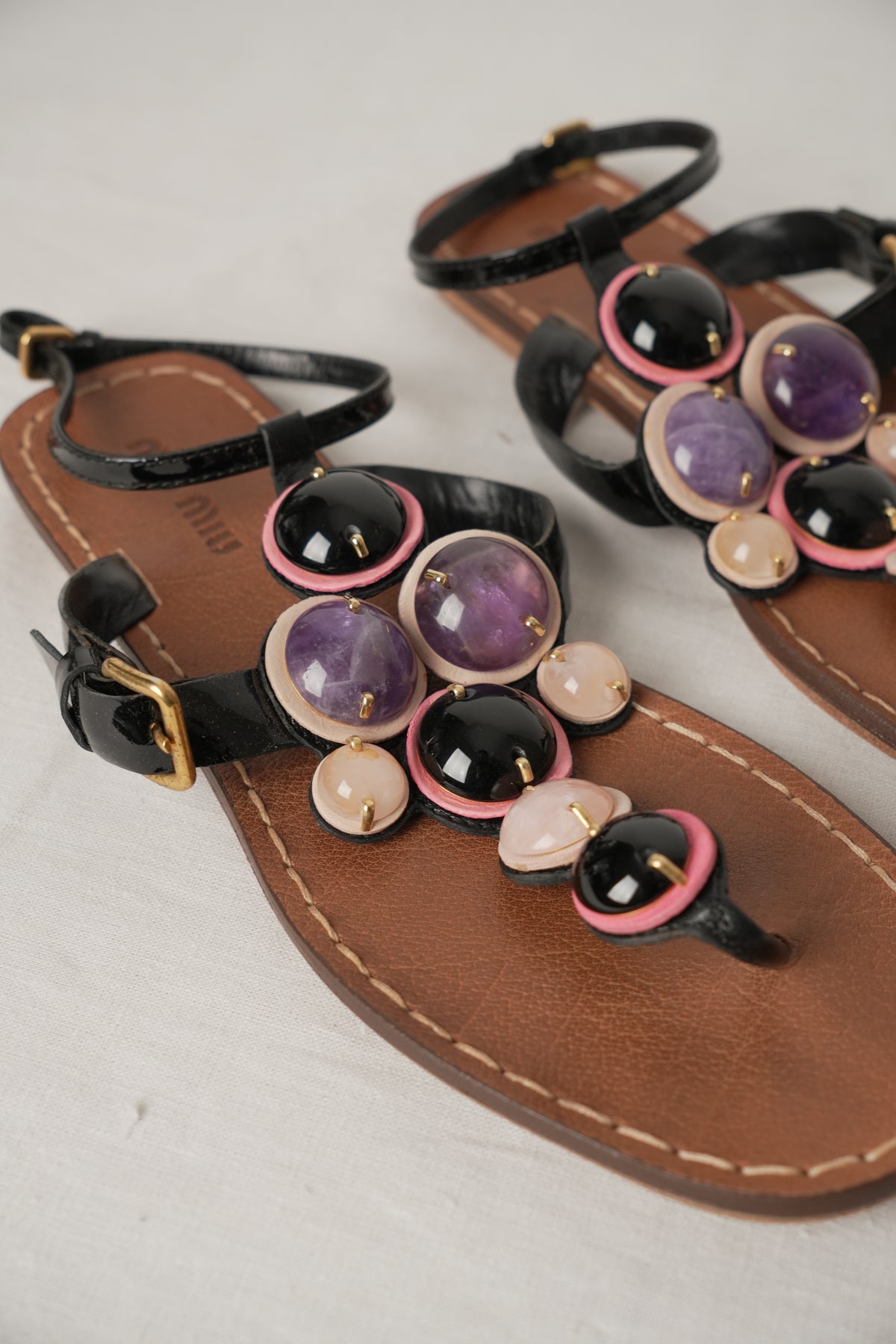 Miu Miu Purple Gem Sandals Sz37