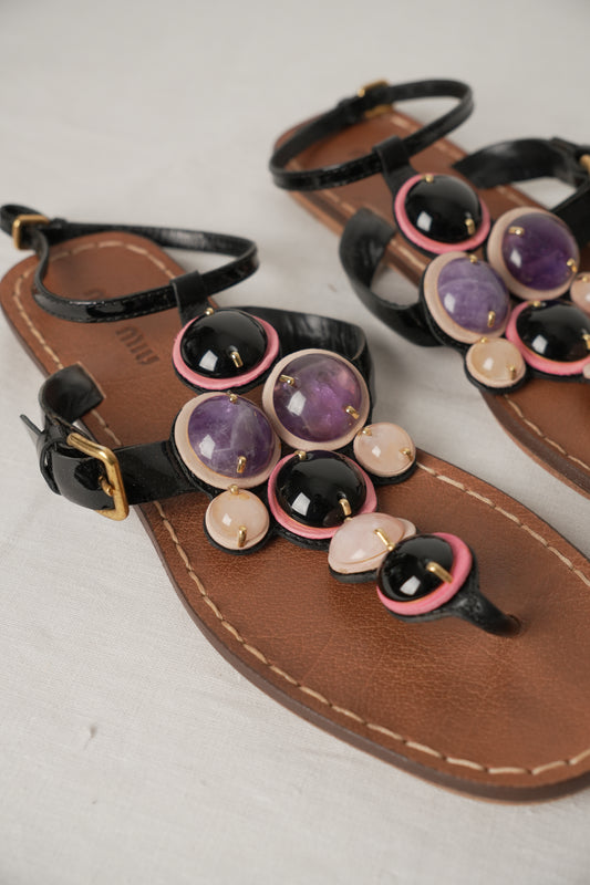Miu Miu Purple Gem Sandals Sz37