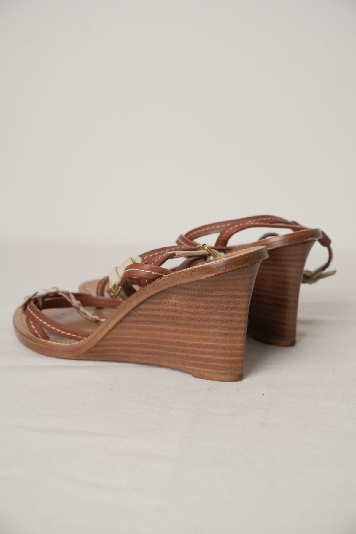 Louis Vuitton Floral T Strap Sandal wedges Sz36 with Box