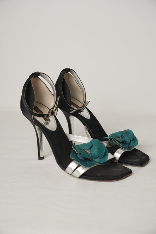 Louis Vuitton Floral Logo Sandal Heels Sz36