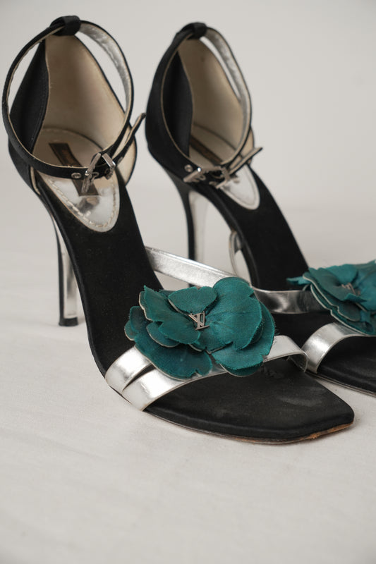Louis Vuitton Floral Logo Sandal Heels Sz36