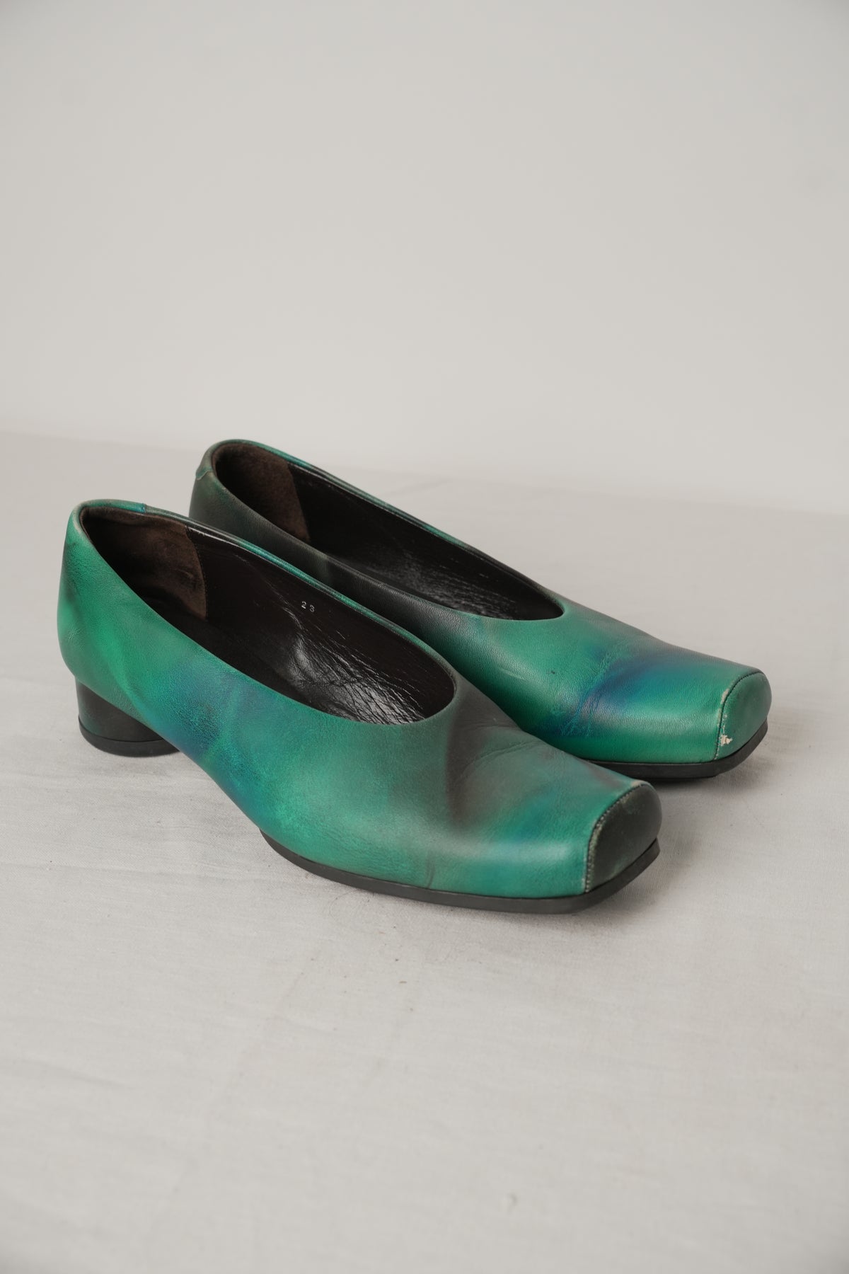Issey Miyake Green Blue Abstract Flats Sz23