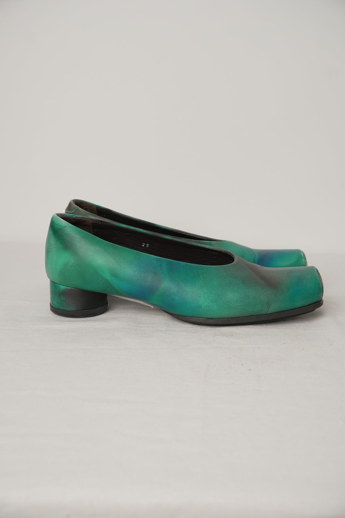 Issey Miyake Green Blue Abstract Flats Sz23