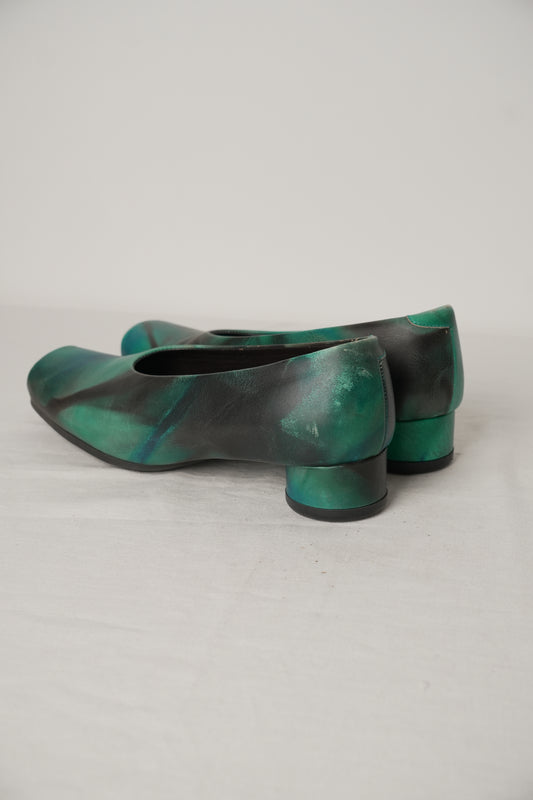Issey Miyake Green Blue Abstract Flats Sz23
