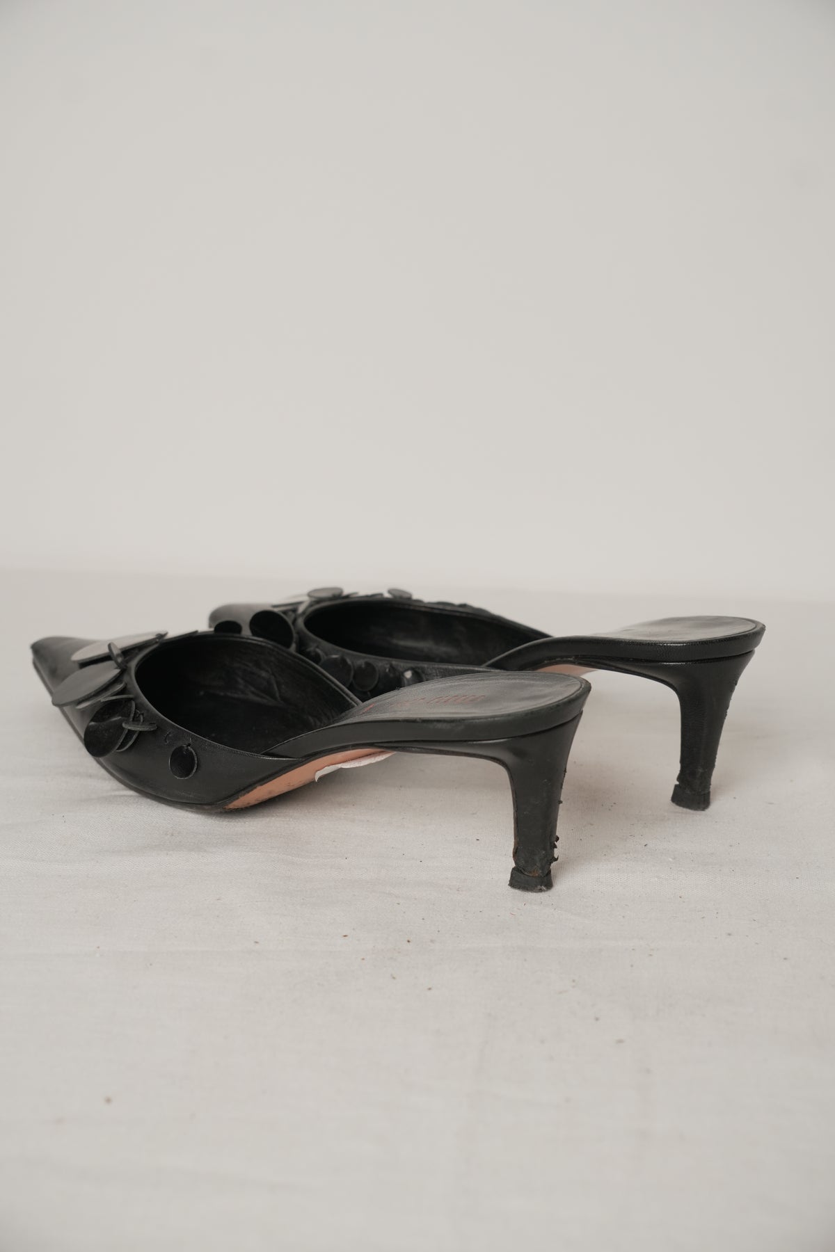 Miu Miu Black Point Toe Sequin Mules Sz35.5