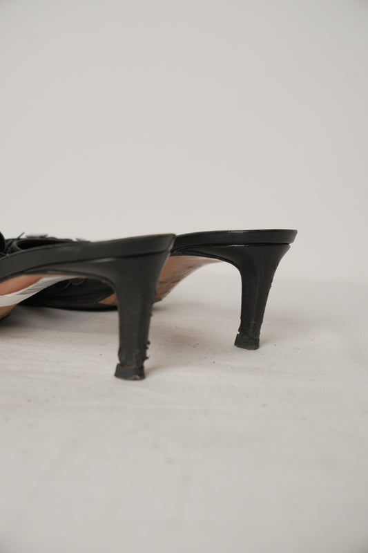 Miu Miu Black Point Toe Sequin Mules Sz35.5