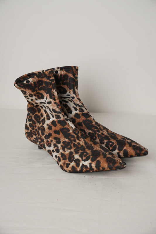 Giuseppe Zanotti Leopard Print Sock Ankle Boot Sz40