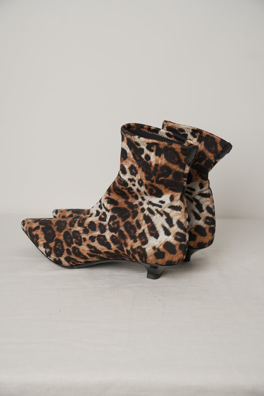Giuseppe Zanotti Leopard Print Sock Ankle Boot Sz40