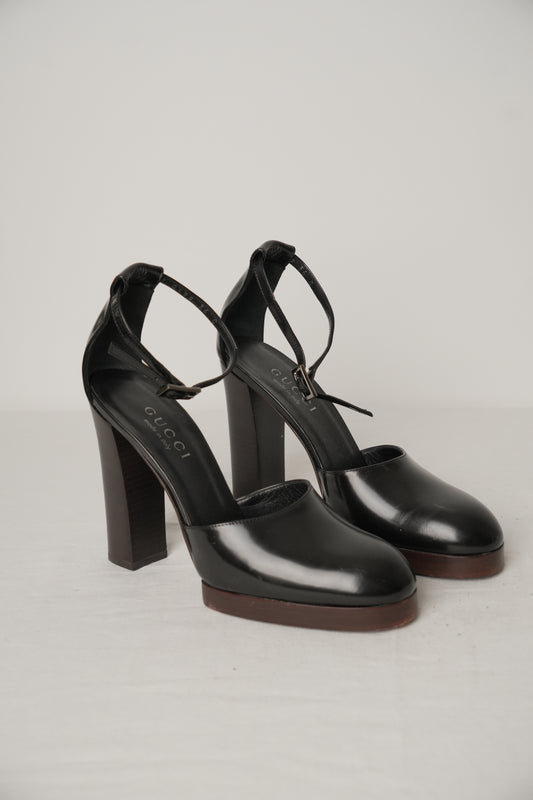 Gucci Leather Platform Mary Jane Heels Sz36