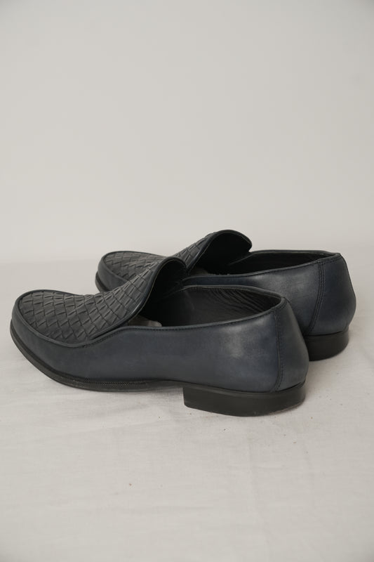 Bottega Veneta Navy Intrecciato Loafers Sz41.5