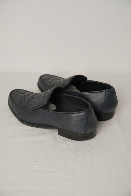 Bottega Veneta Navy Intrecciato Loafers Sz41.5