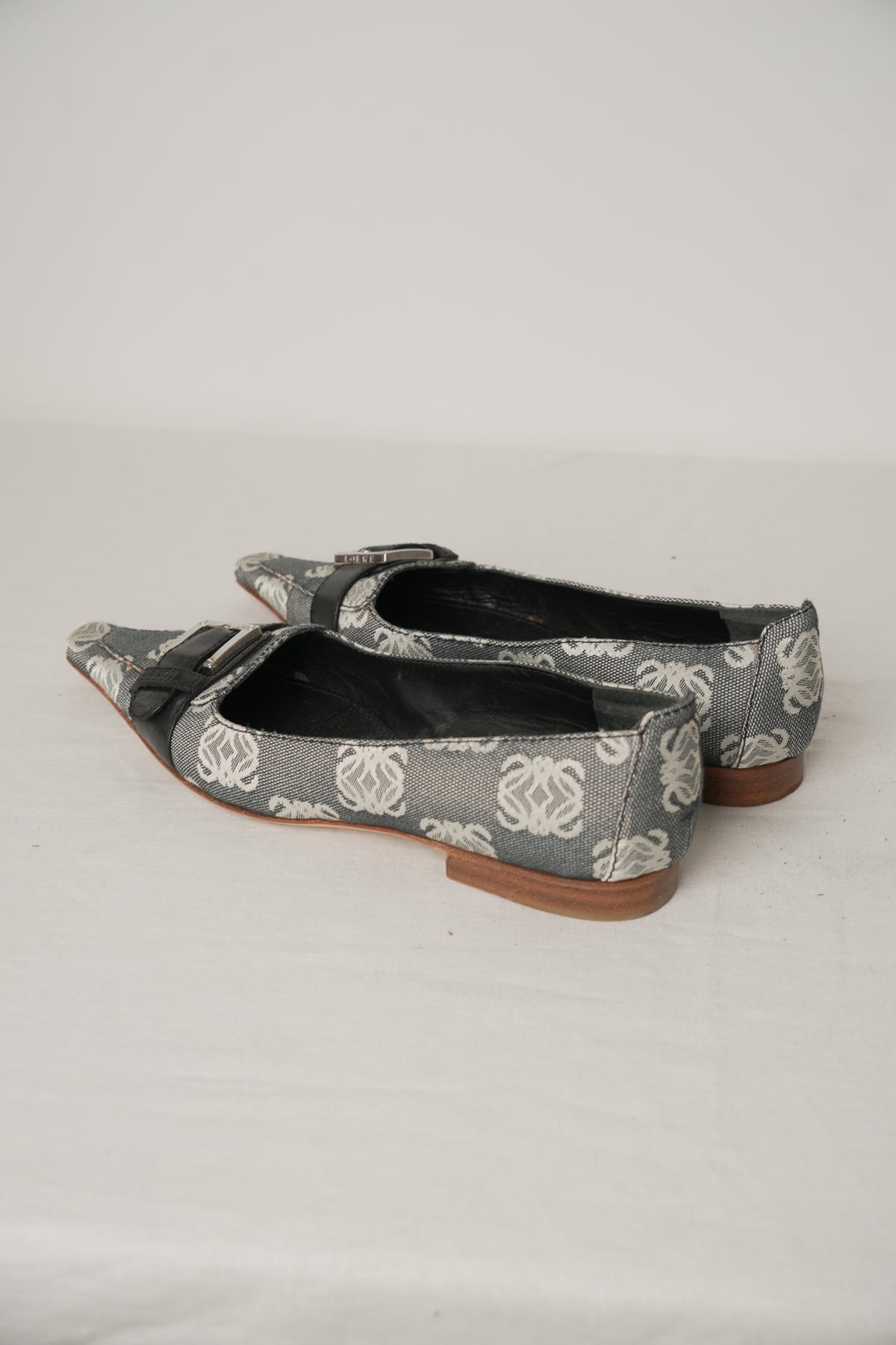 Loewe Monogram Canvas Point Toe Flats Sz 36