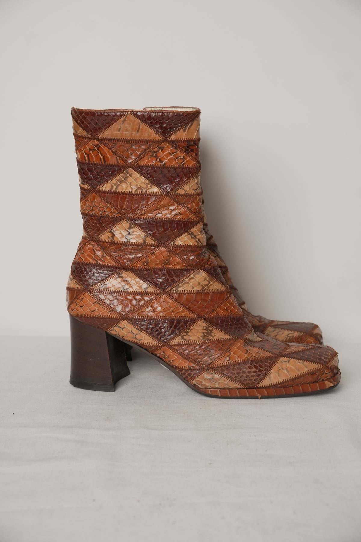 Miu Miu Embossed Leather Patchwork Boots Sz37.5