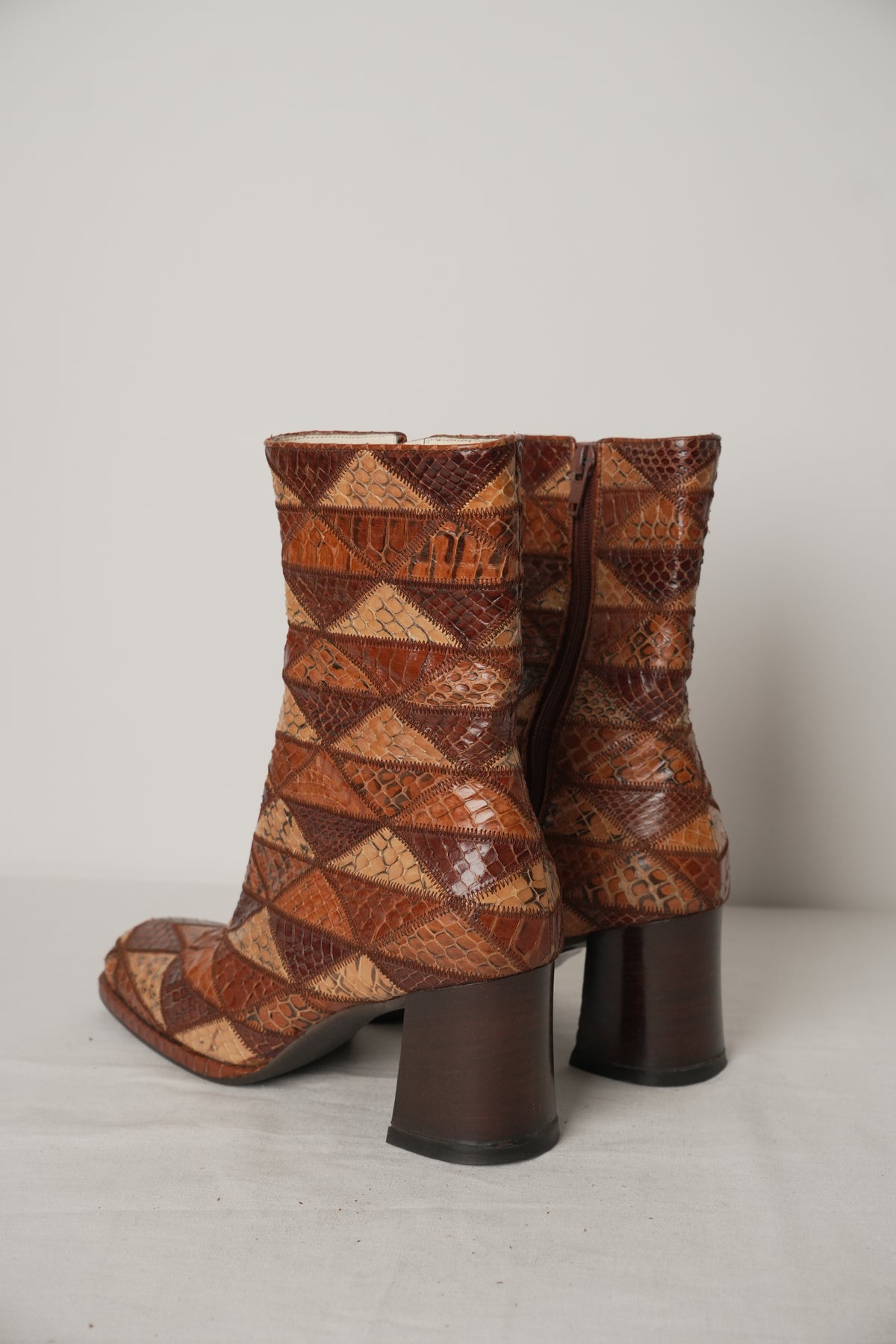 Miu Miu Embossed Leather Patchwork Boots Sz37.5