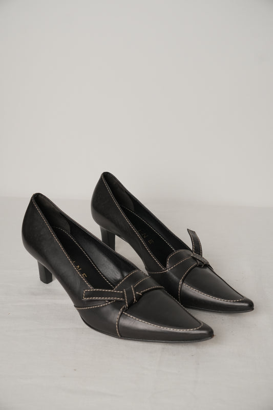 Celine Leather Point Toe w Bow Contrast Stitching Sz36.5