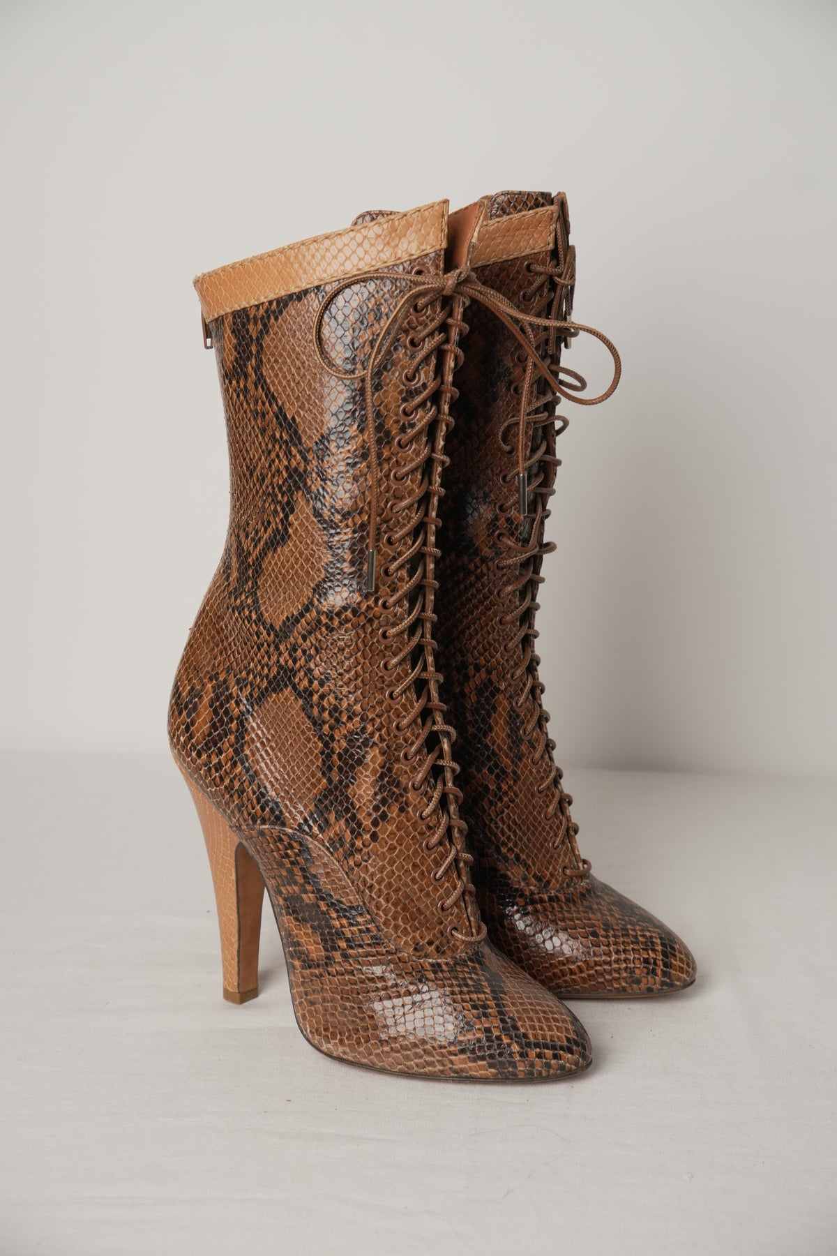 Givenchy Snakeskin Lace Up Heel Boots Sz40