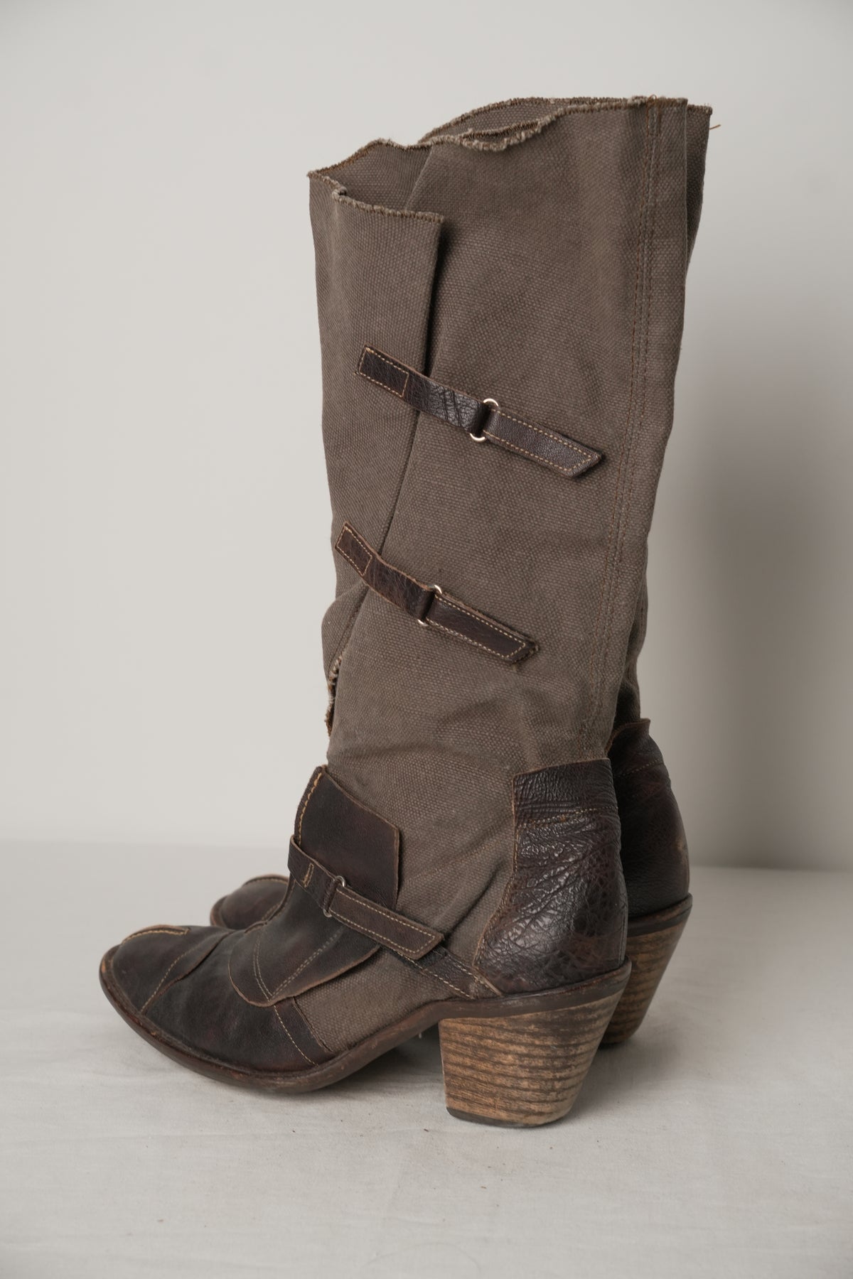 Stephane Gontard Buckle Canvas Boots Sz37
