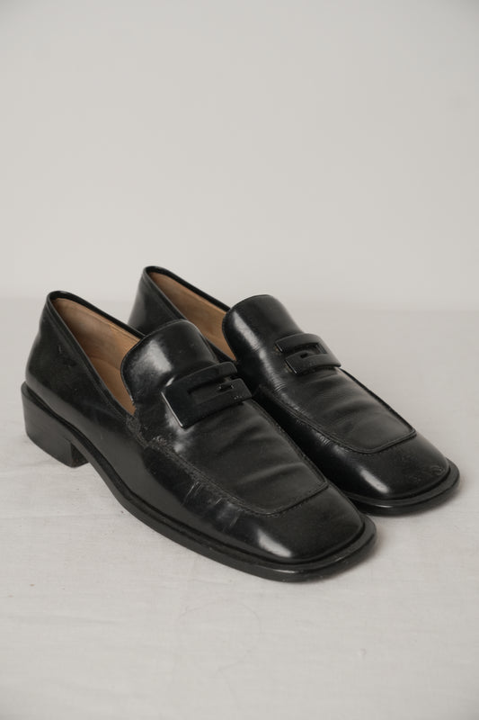 Gucci Black Leather Metal Logo Loafer Mens Sz8.5 (US)
