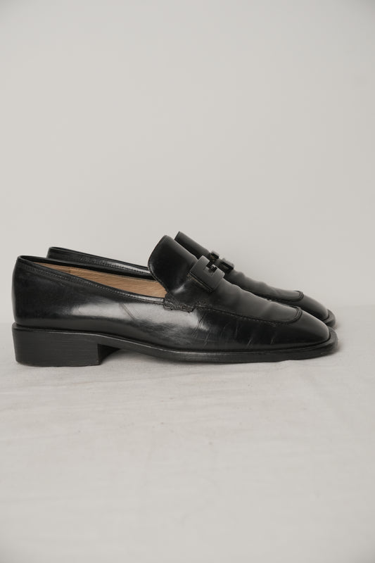 Gucci Black Leather Metal Logo Loafer Mens Sz8.5 (US)
