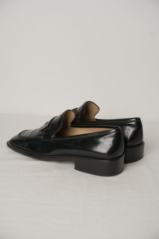 Gucci Black Leather Metal Logo Loafer Mens Sz8.5 (US)