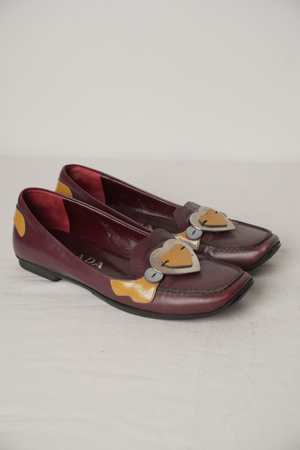 Prada Wine Purple Love Heart Loafers Sz35